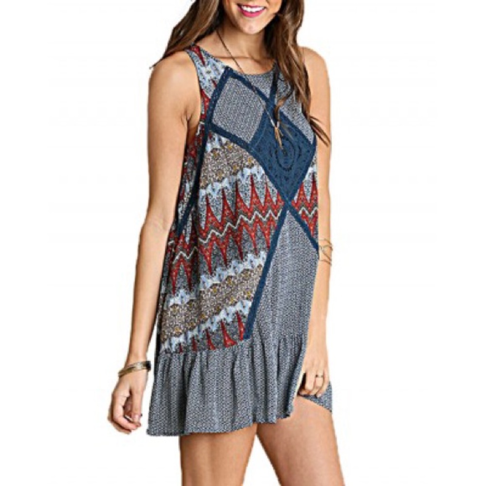 Umgee USA Sleeveless Boho Tunic Dress